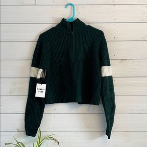 Emerald Cropped Knit Quarter-zip